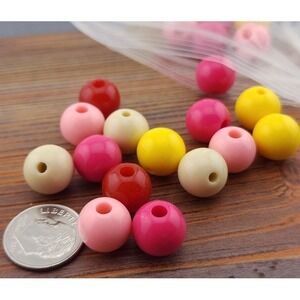 50pcs 12MM Acrylic Beads, pink yellow ivory red, will fit‎ beadable pens